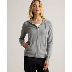 Quince Women Mongolian Cashmere Full-Zip Hoodie Grey XS NWT